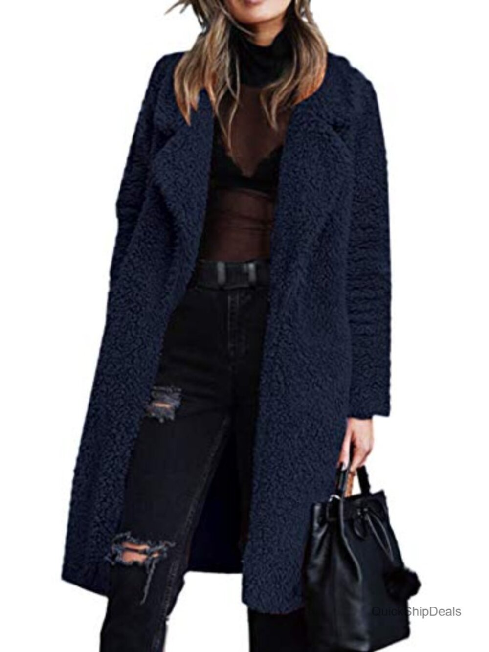 Women's Faux Fur Fuzzy Cardigan Coat Open Front Long Sleeve Winter Outwear